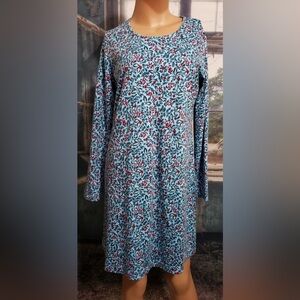 LAND’S END floral ditzy print long sleeve round neckline soft NEW size M